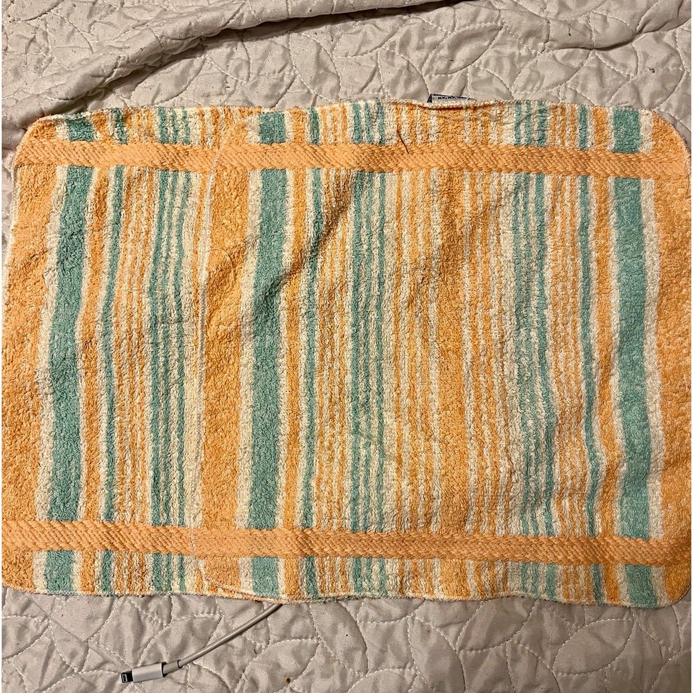 2 NWT Vintage Cannon Royal Family Washcloths Peach Seafoam Stripe 80s Cotton MCM
